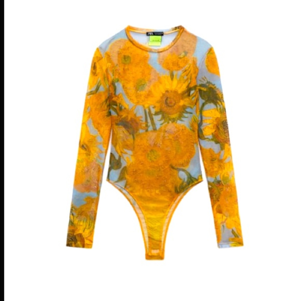 Brand new Zara Sunflower Mesh top